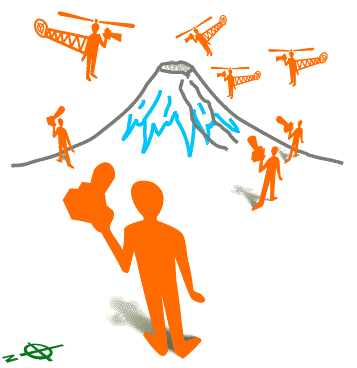 clickable illustration of Mt.Fuji--Potted Fuji--